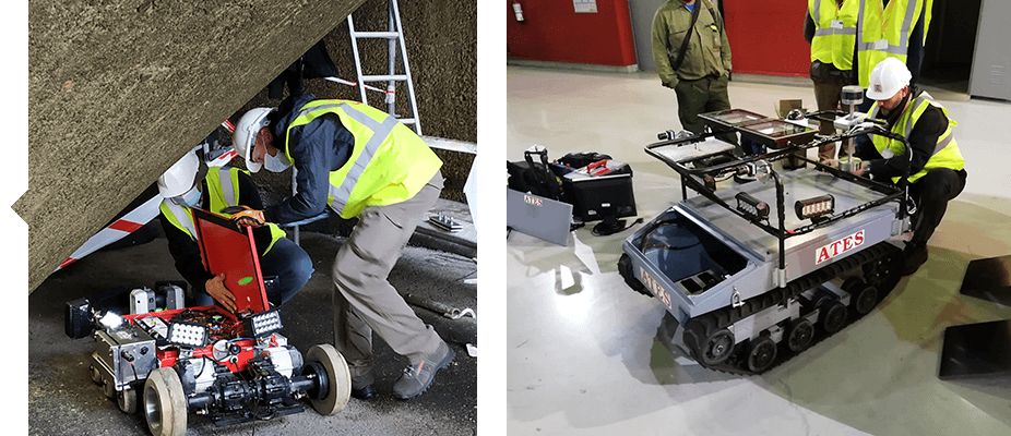 Trabajadores en inspecciones de infraestructuras civiles industriales del área technologies