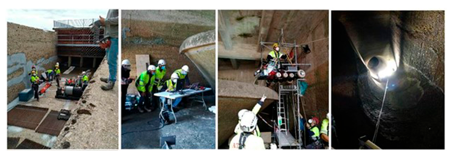 Inspección de una canal de carga en la central hidroeléctrica de Moncabril